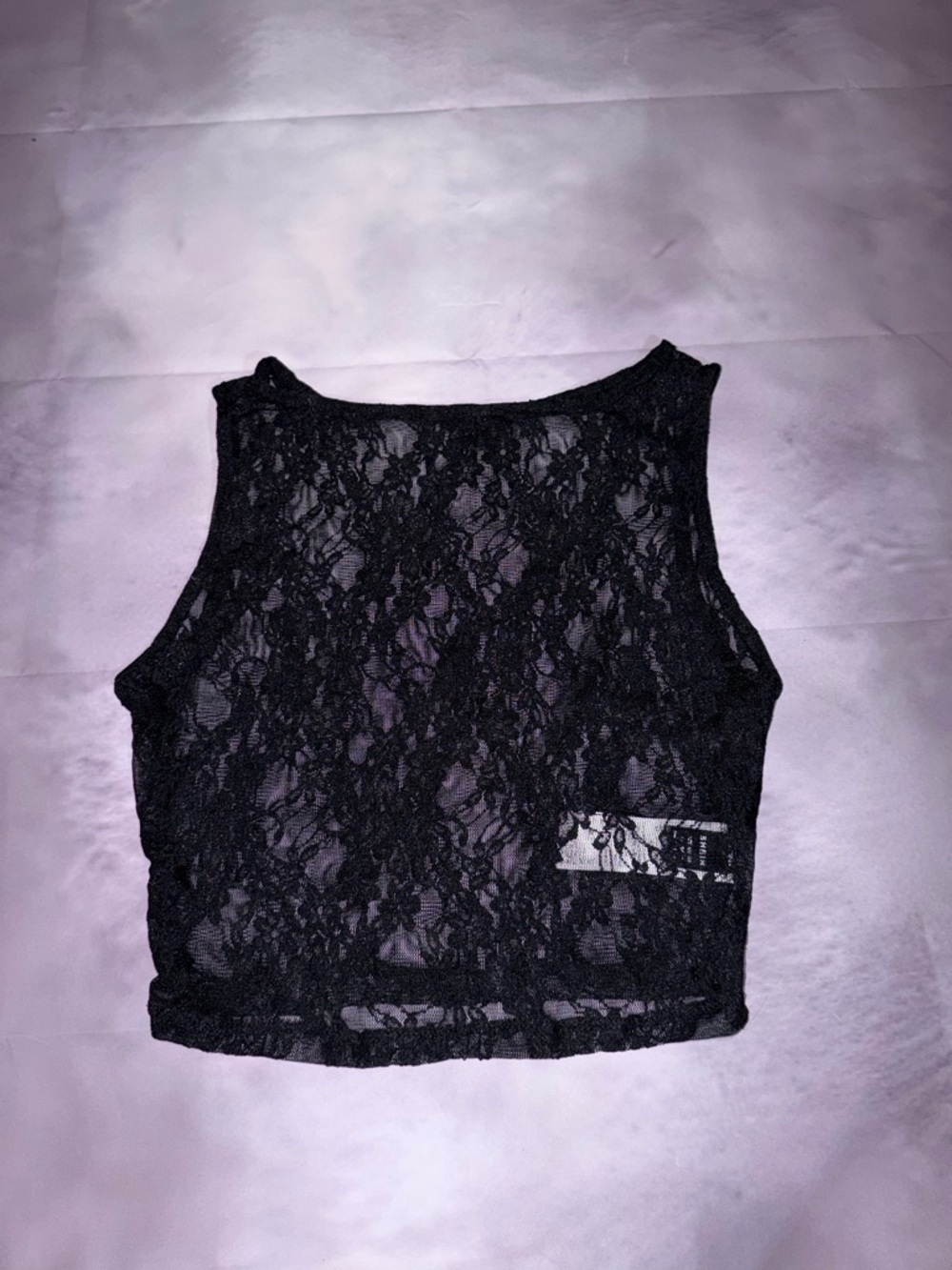 SHEIN Black Floral Lace Crop Tank